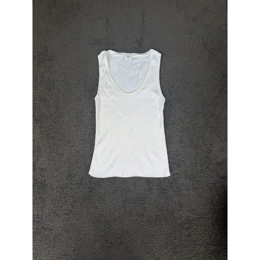 Abercrombie & Fitch White Ribbed Scoop Neck Tank Top Small Sleeveless Basic